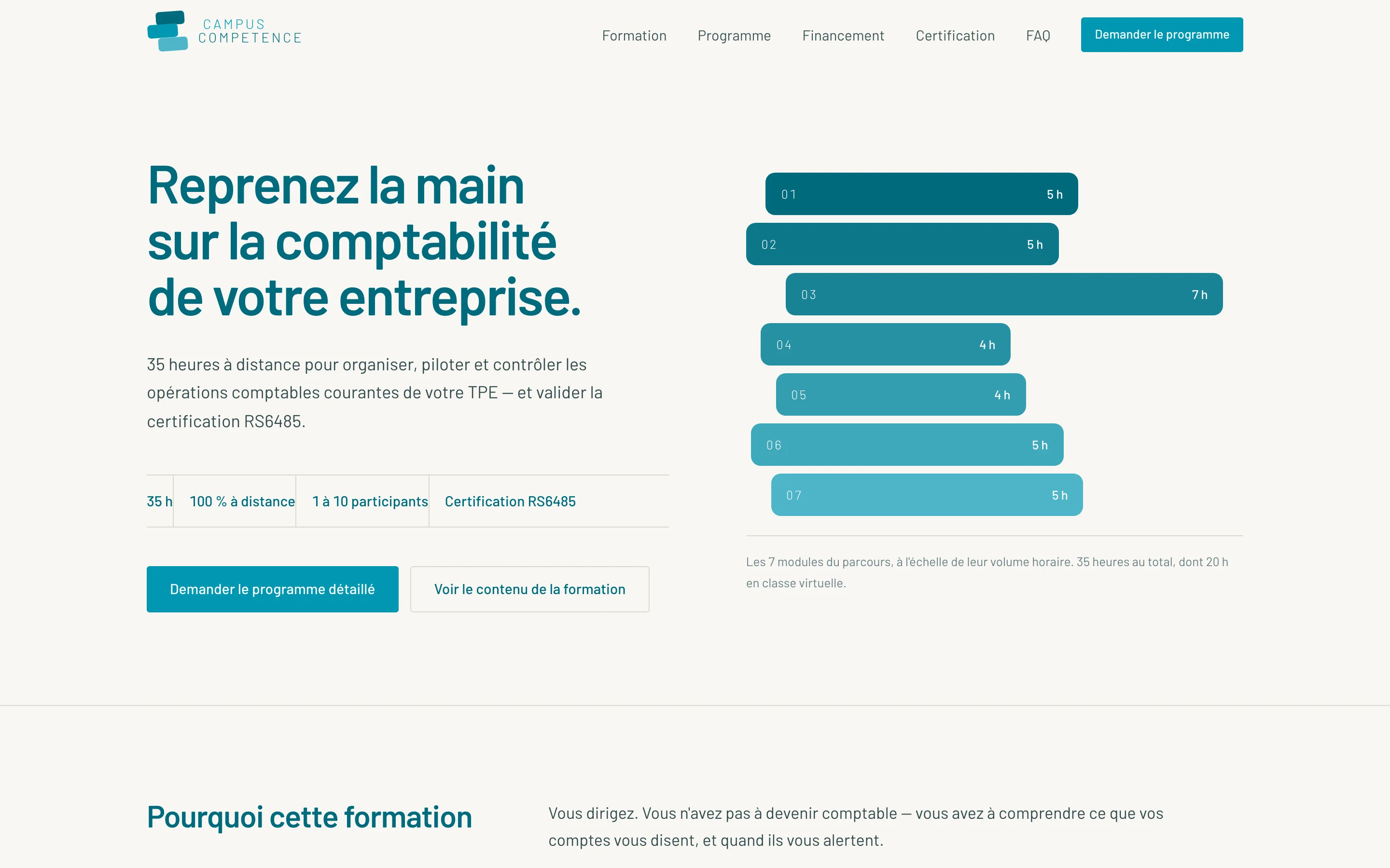 La page d’accueil du site Campus Compétences sur un écran d’ordinateur.