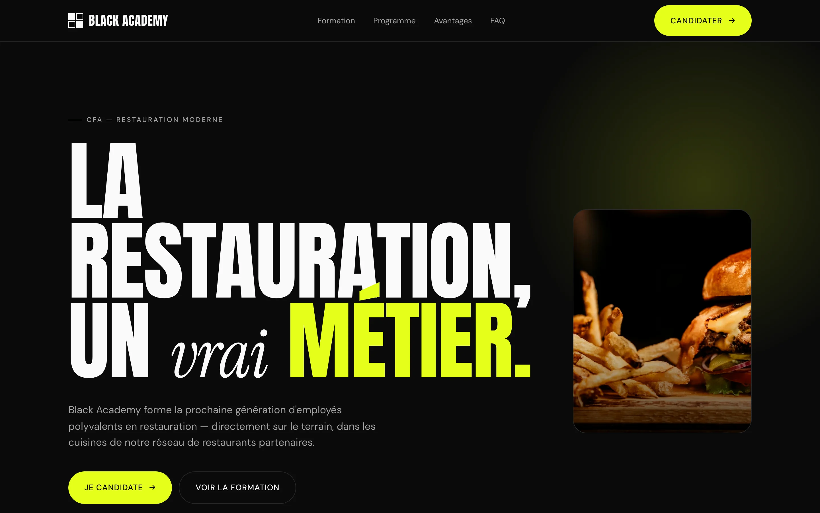 La page d’accueil du site Black Academy sur un écran d’ordinateur.
